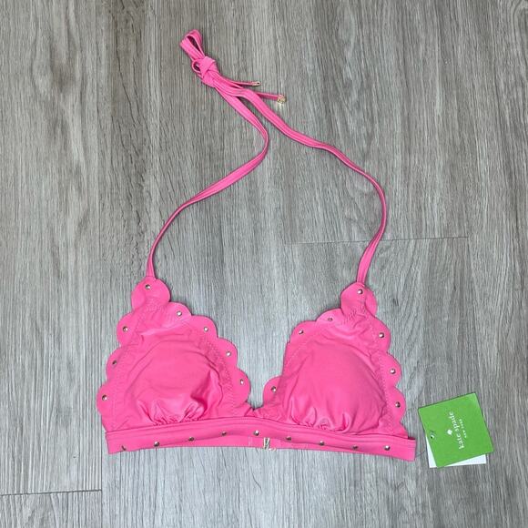 Kate Spade Women's Petunia Pink Morro Bay Triangle Halter Bikini Swim Top sz XS - Picture 2 of 7